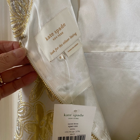 Kate Spade Elegant Gold and Ivory Floral Dress - Picture 3 of 7